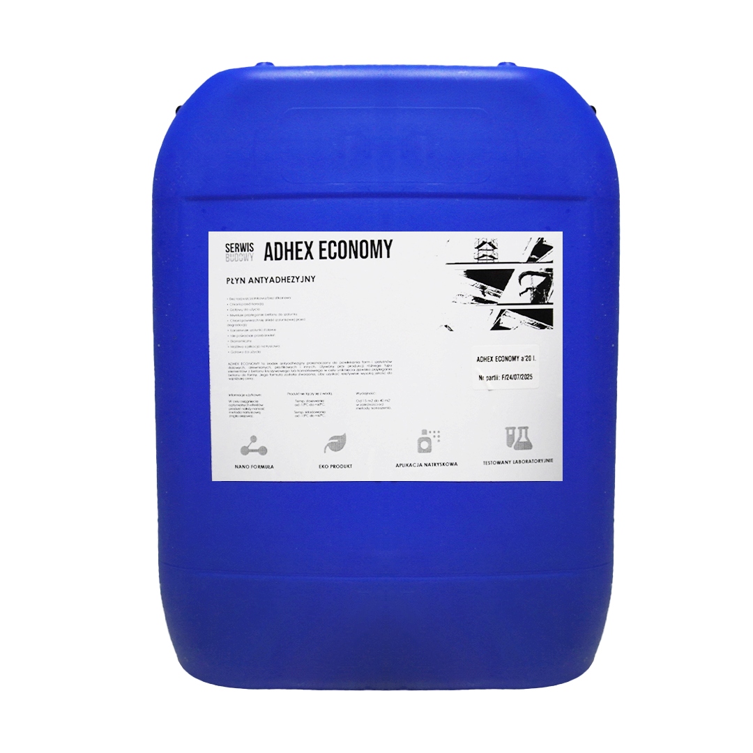 Olej Preparat do szalunków Płyn antyadhezyjny emulsja Adhex Economy 20L