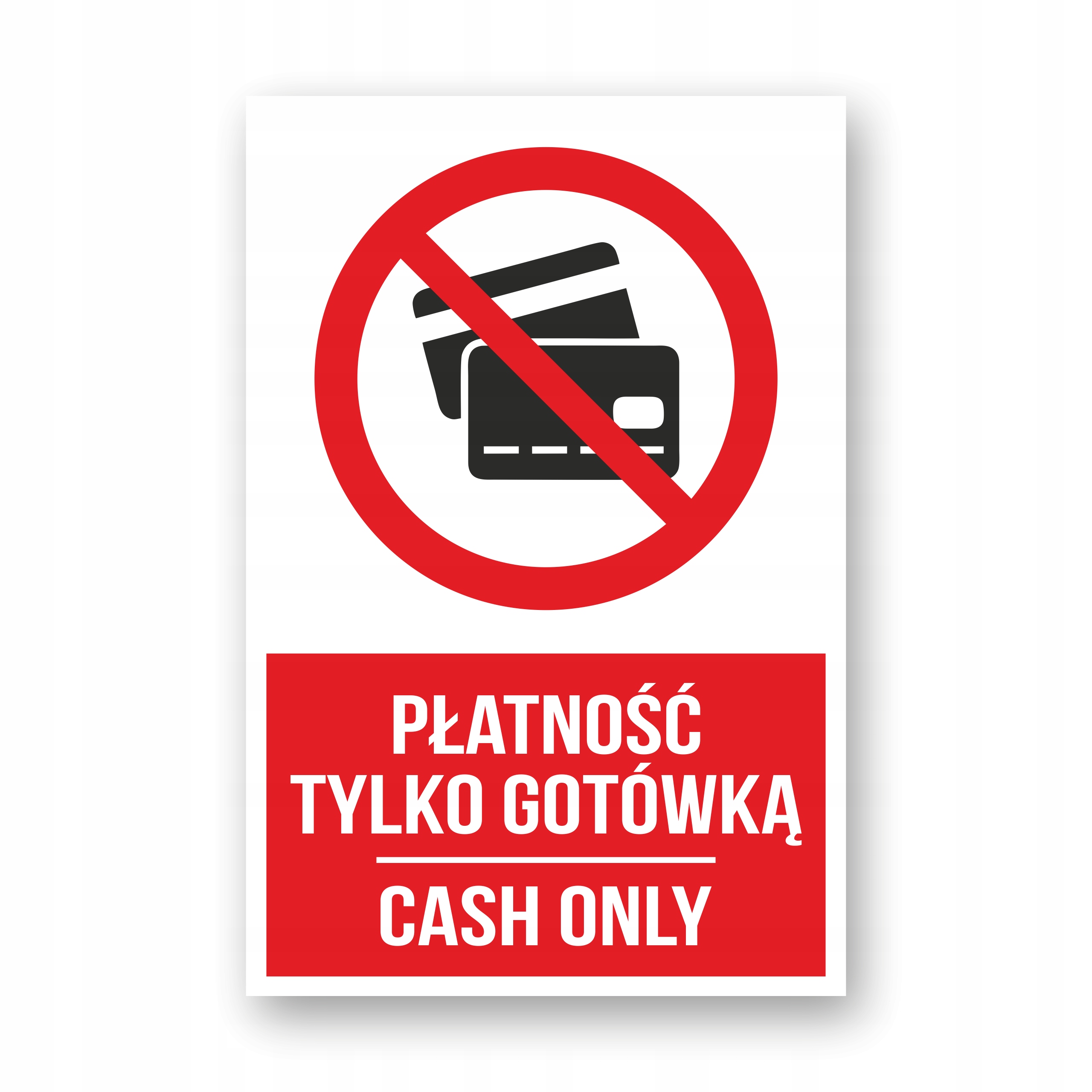 TABLICZKA PŁATNOŚĆ TYLKO GOTÓWKĄ | DRUK UV | 30X20CM | PCV 3MM