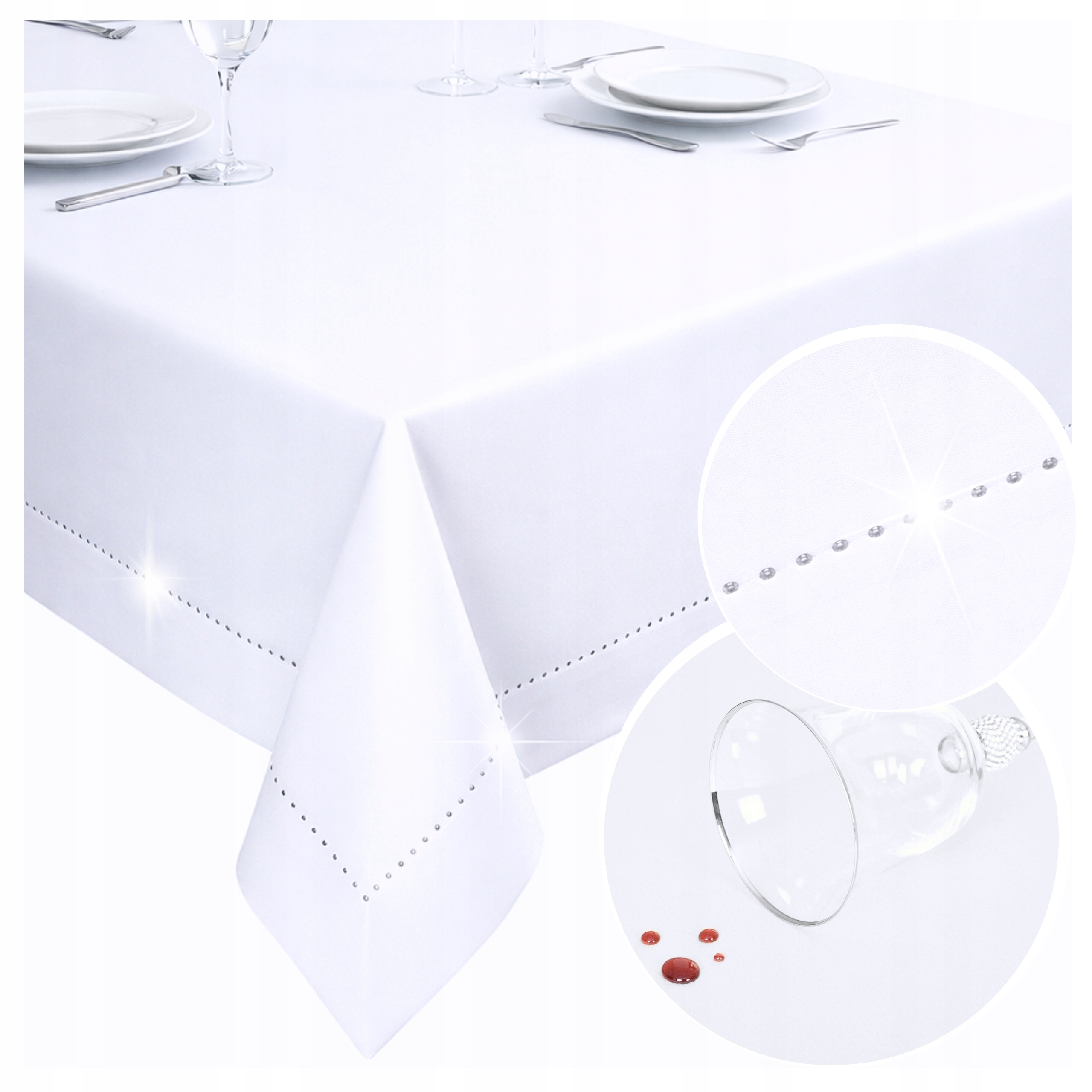 Obrus Odolný Voči Škvrnám Glamour 280x140 Biela Strieborné Džety Obrus na stôl Farby