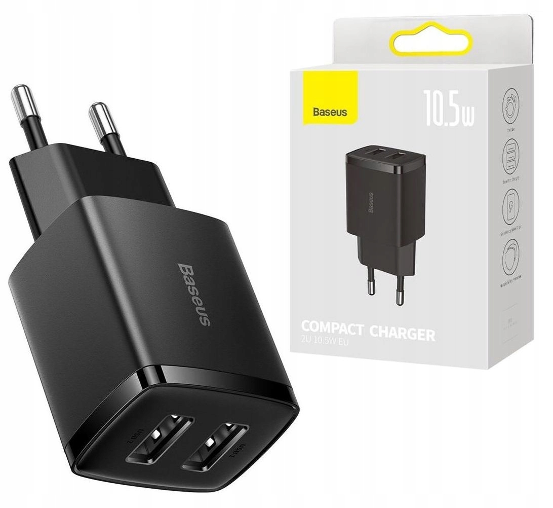 BASEUS универсальное зарядное устройство для телефона адаптер питания 2x USB 10,5 Вт 2A