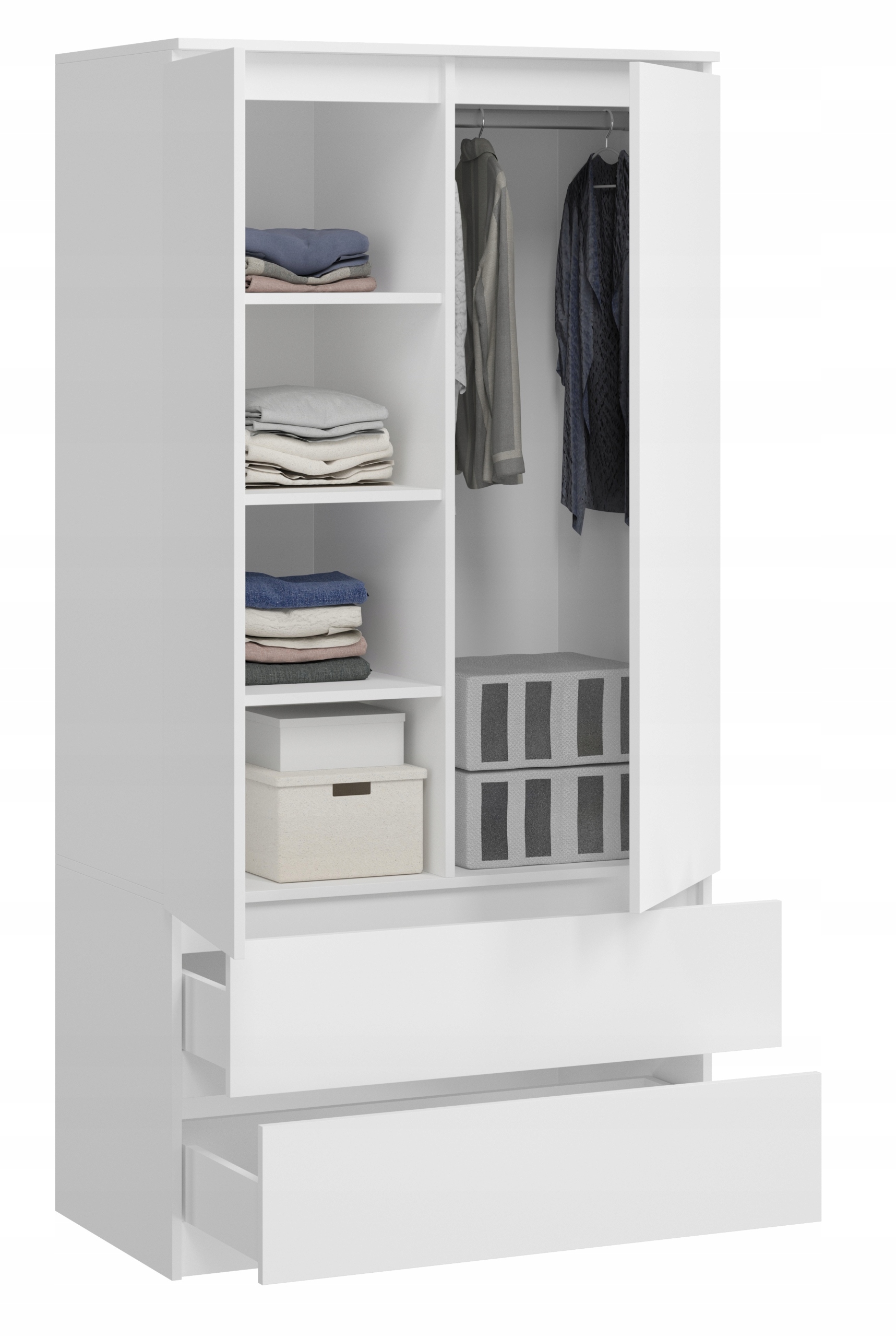 SZAFA BIAŁA 90CM GARDEROBA DO SYPIALI MONIA 2 DRZWI 2 SZUFLADY EAN (GTIN) 5905997303576