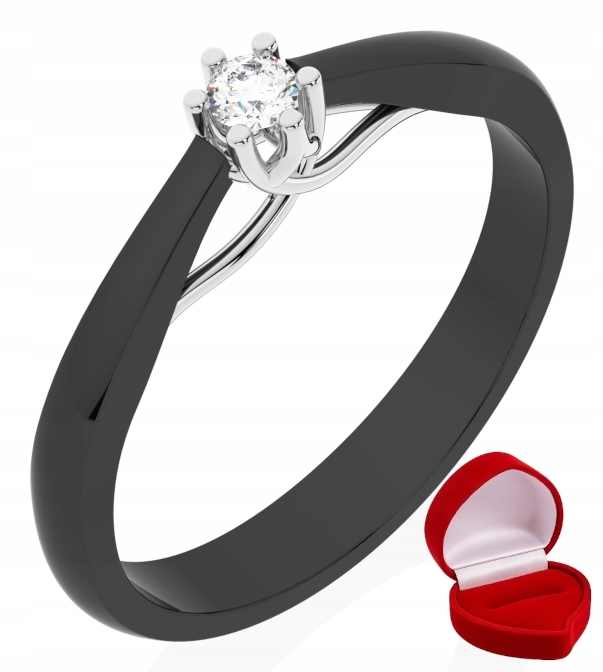 Zlatý Prstýnek 585 14k Brylant Lab 0,06 ct Černé Zlato R8