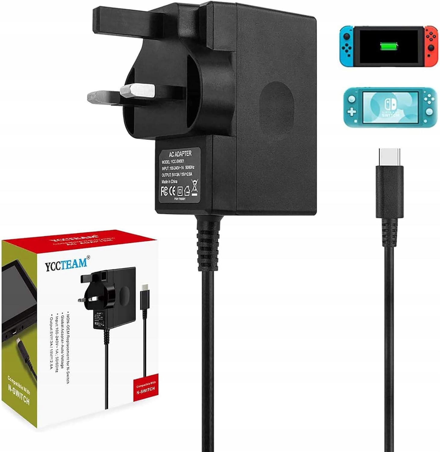 Ładowarka do Nintendo Switch - YCCTEAM - Wtyczka uk - zamiennik