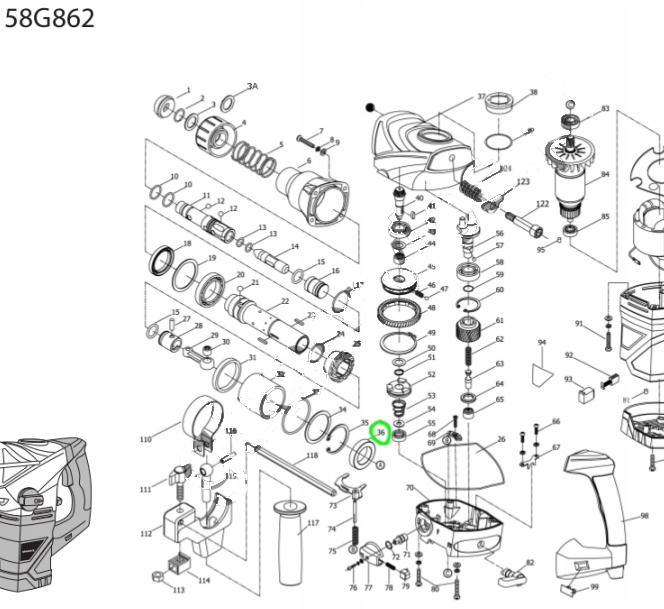 ŁOŻYSKO DO MŁOTA UDAROWEGO MŁOTOWIERTARKI GRAPHITE 58G862 ORYGINALNE Marka GRAPHITE
