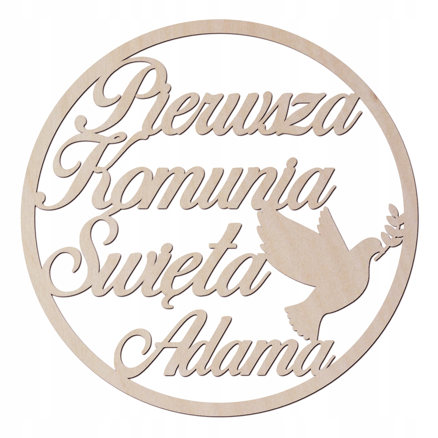 

Koło wianek z imieniem Komunia Święta XL dekoracja