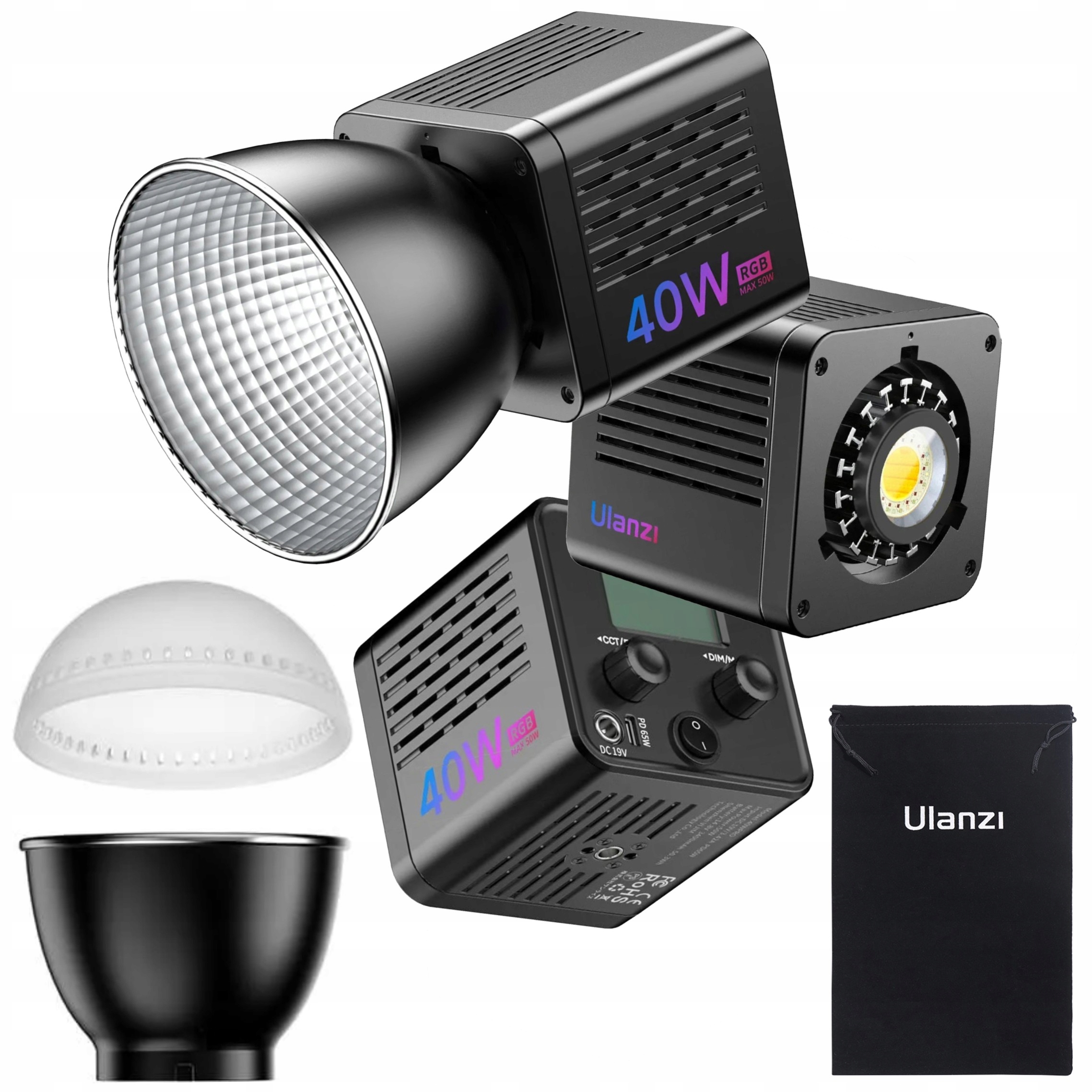 Rgb Cob Led lampa Ulanzi L024 50W Aku 3400mAh LCD displej Efekty Fx