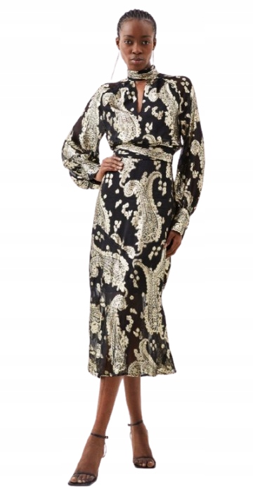 Karen Millen Šaty Černá Elegantní MIDI 42 Y1P