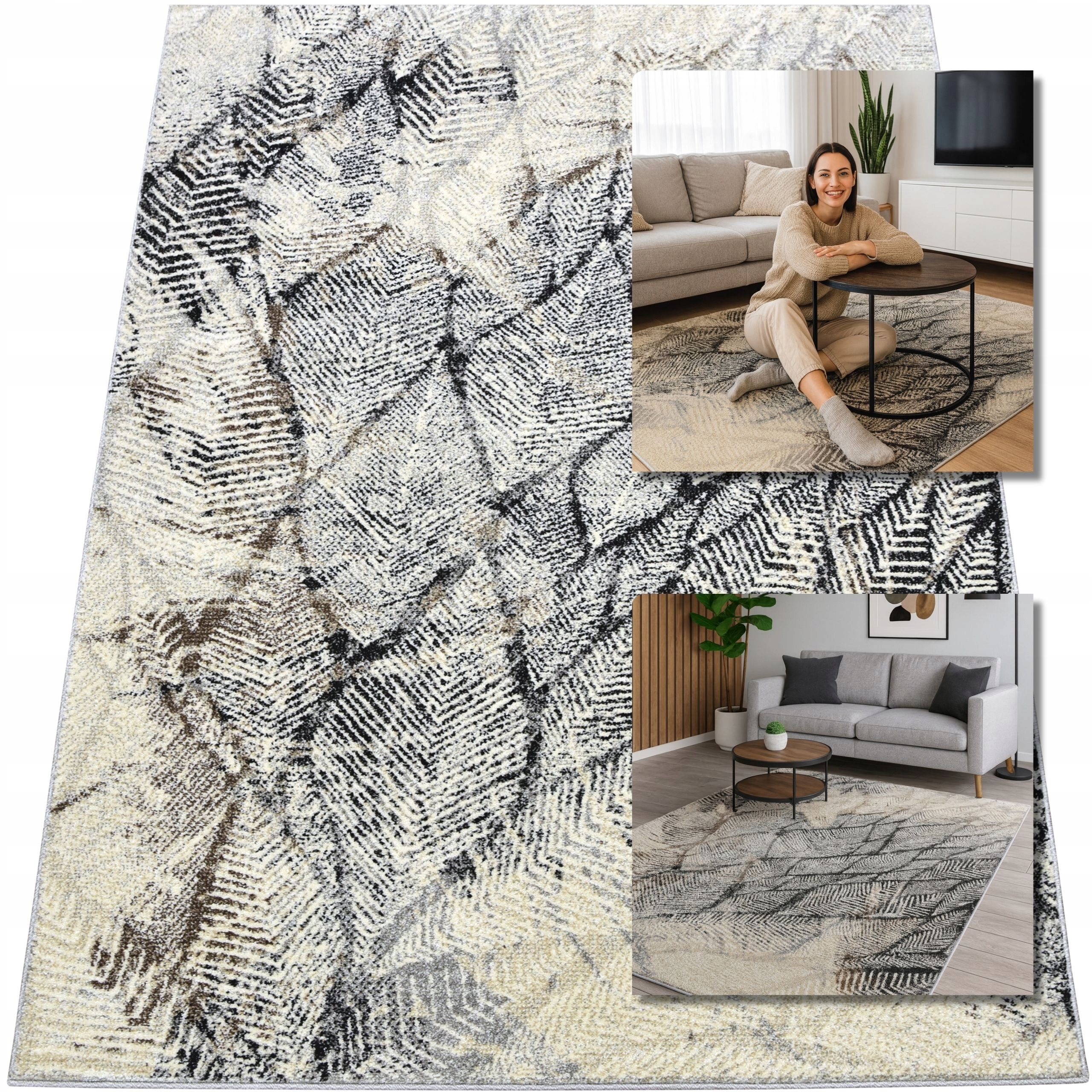 Moderní Koberec Módní Šedý Bezový Koberec Do Obývacího Pokoje Adventure 13 mm 160x230