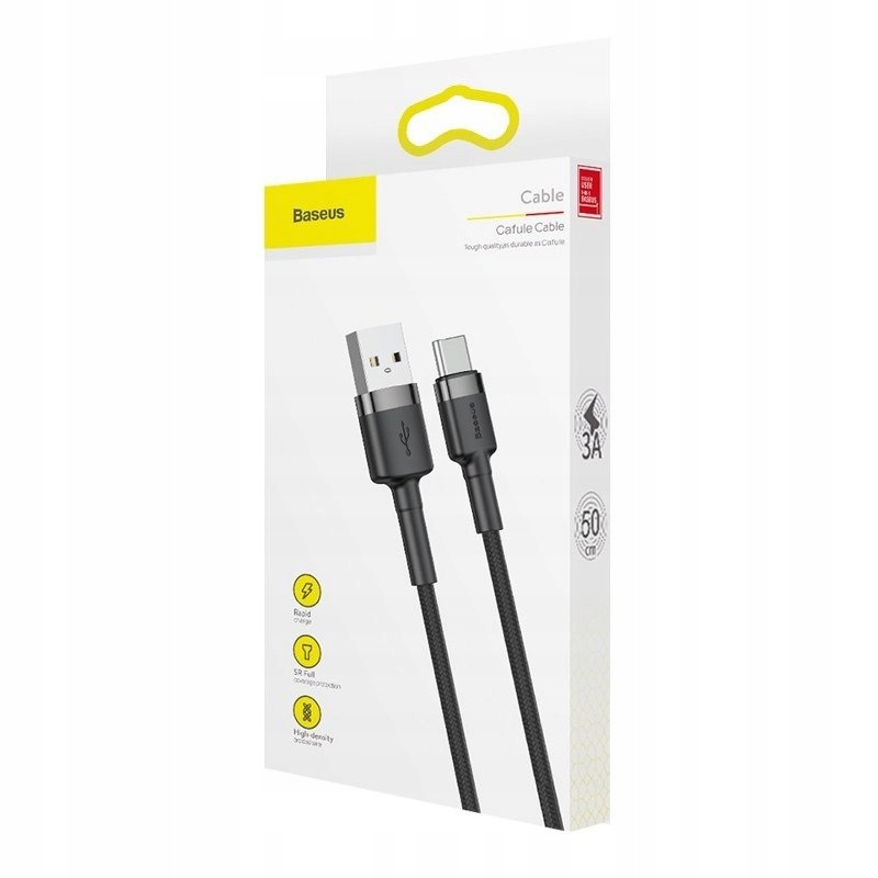 BASEUS Kable USB-C 1m Szybkie ładowanie Wzmocniony Oplot USB Typ-C QC 3.0 Zgodność ze standardem Quick Charge 1.0