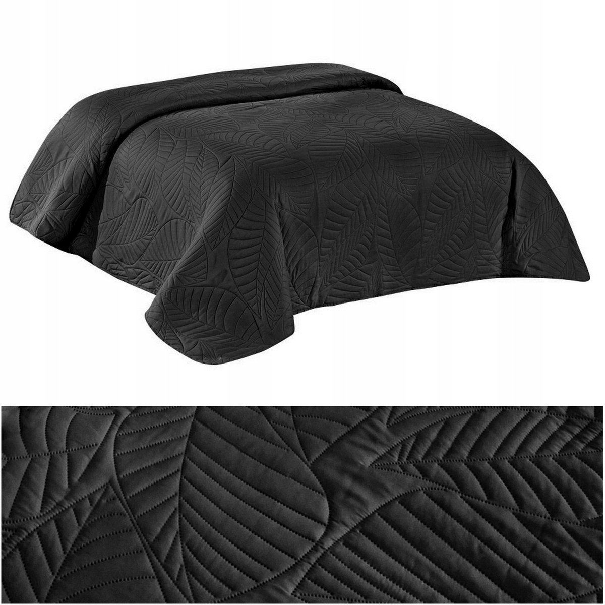 Přehoz na postel pohovka 220x240 Lisované listy mkrofibra Corrado Černá