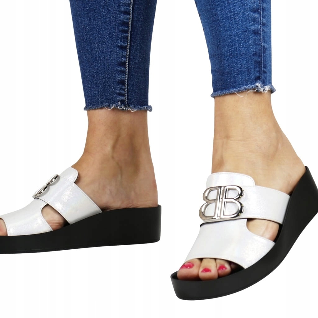 Stříbrné Nazouváky Dámské Pohodlné Elegantní Na Koturně Měkké 38