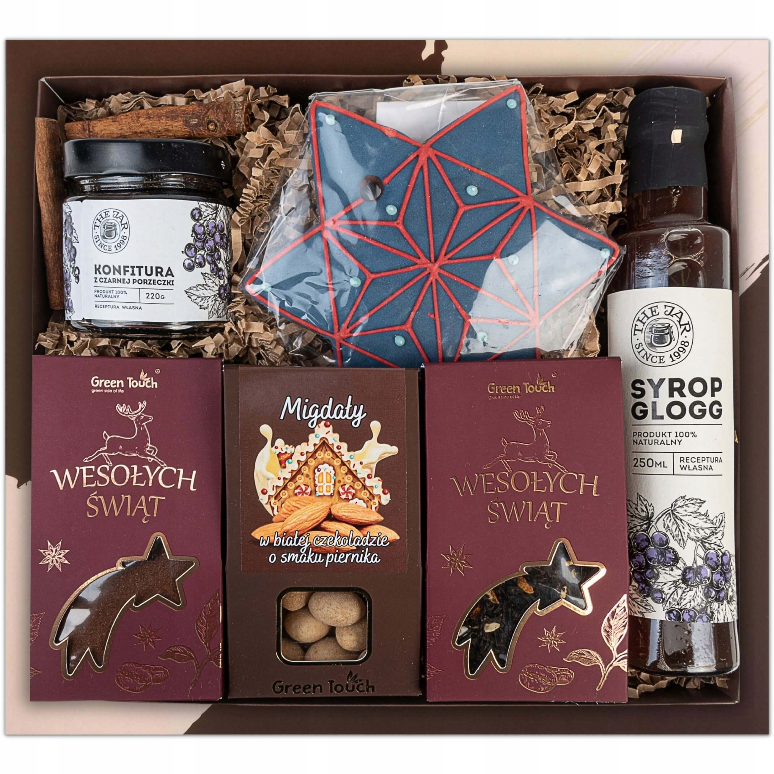 Levně Dárkový koš elegantní Krabička Dárek Na Vánoce čaj káva perník