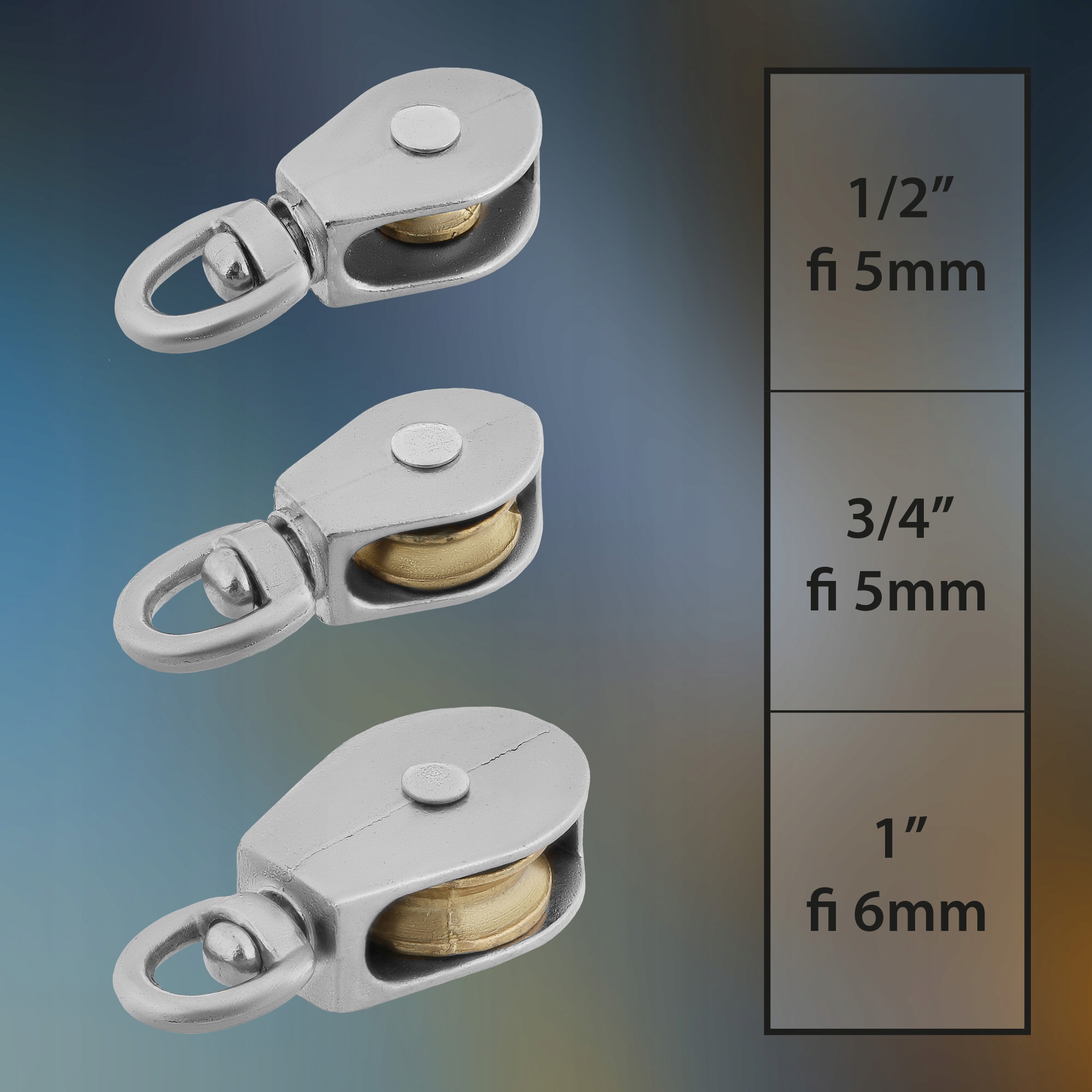 2x BLOCZEK LINOWY POJEDYNCZY 1" NIKLOWANY 6mm BUDOWLANY ŻEGLARSKI OBROTOWY Typ bloczków pojedynczy