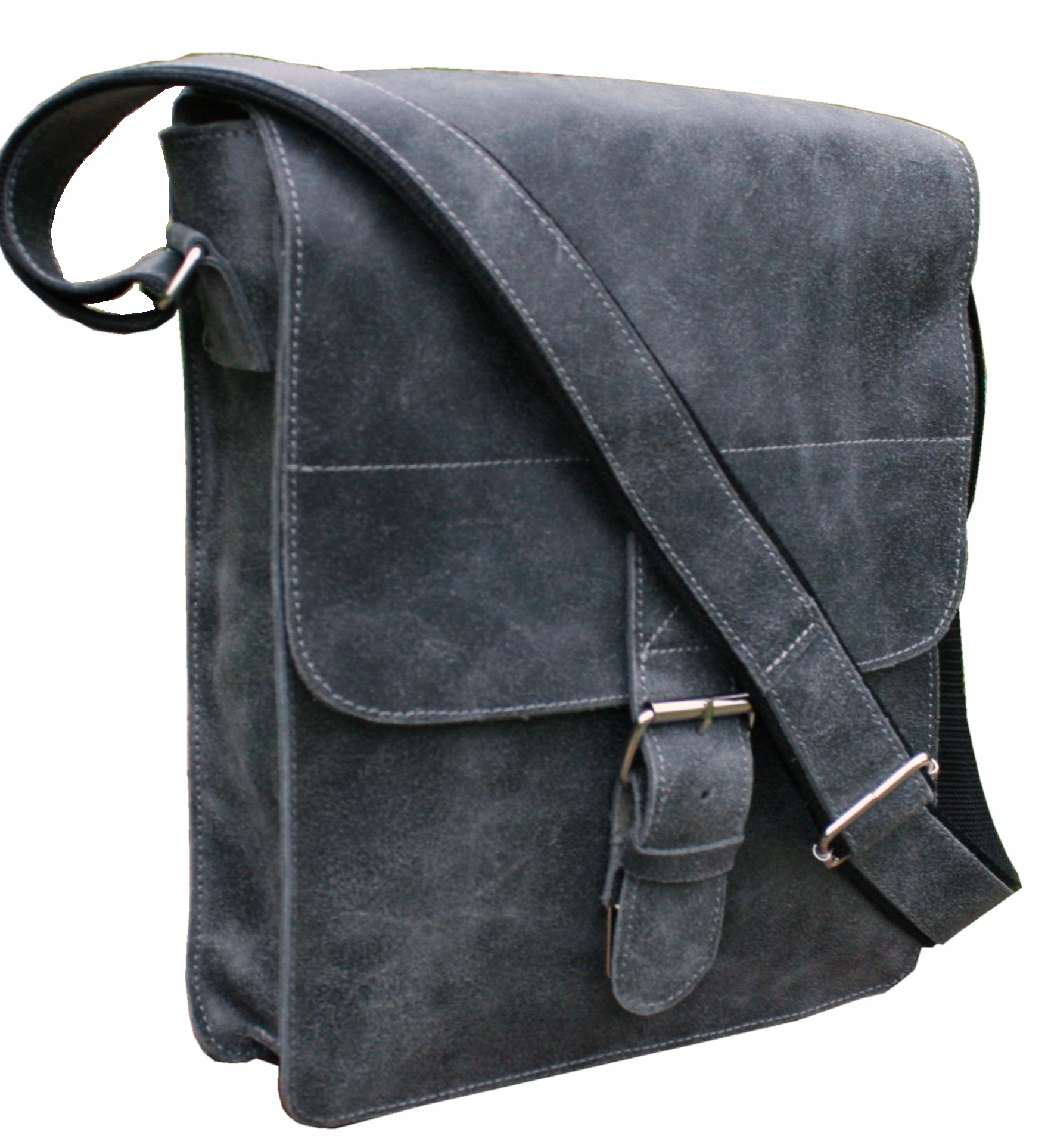 Pánská kožená taška přes rameno s popruhem kabelka přes rameno vintage polská šedá A4