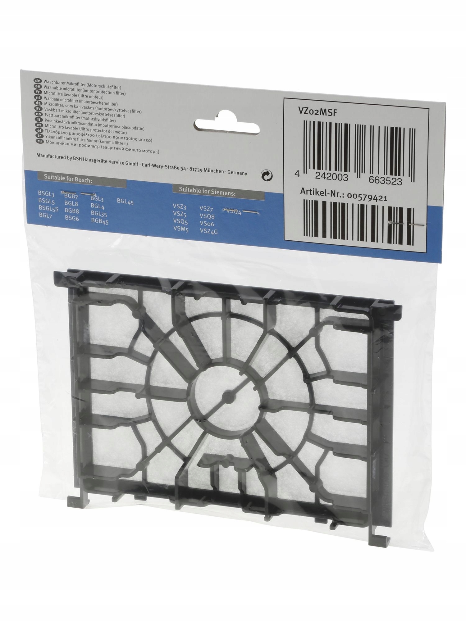 FILTR OCHRONY SILNIKA BOSCH GL-40 BGL4SIL69H ORYGI Marka odkurzacza Bosch