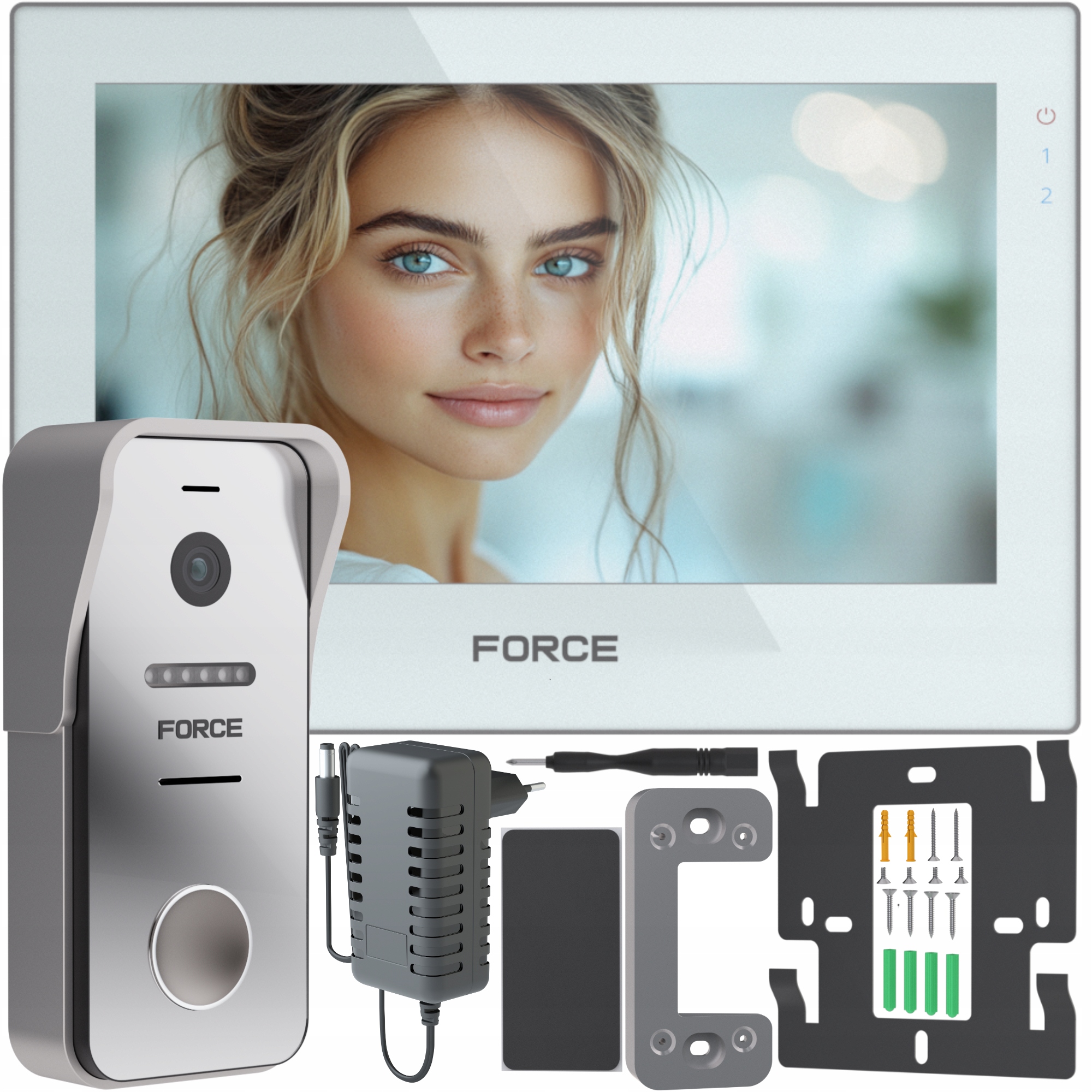 Videotelefon Force Prima Go 7" Bílý Full Hd Brána