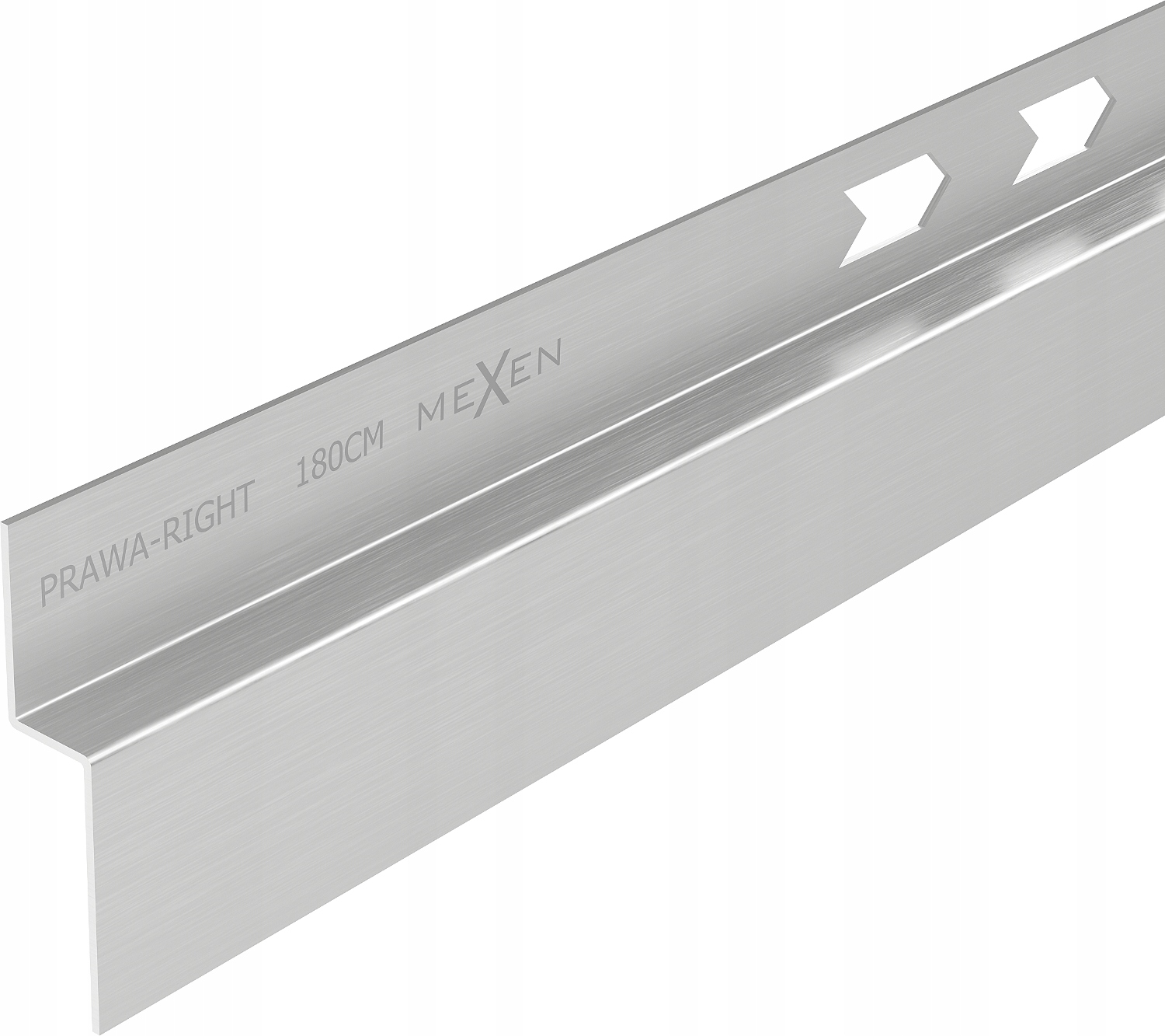 Listwa spadkowa prawa brodzikowa 180 przyścienna Mexen Line-B inox