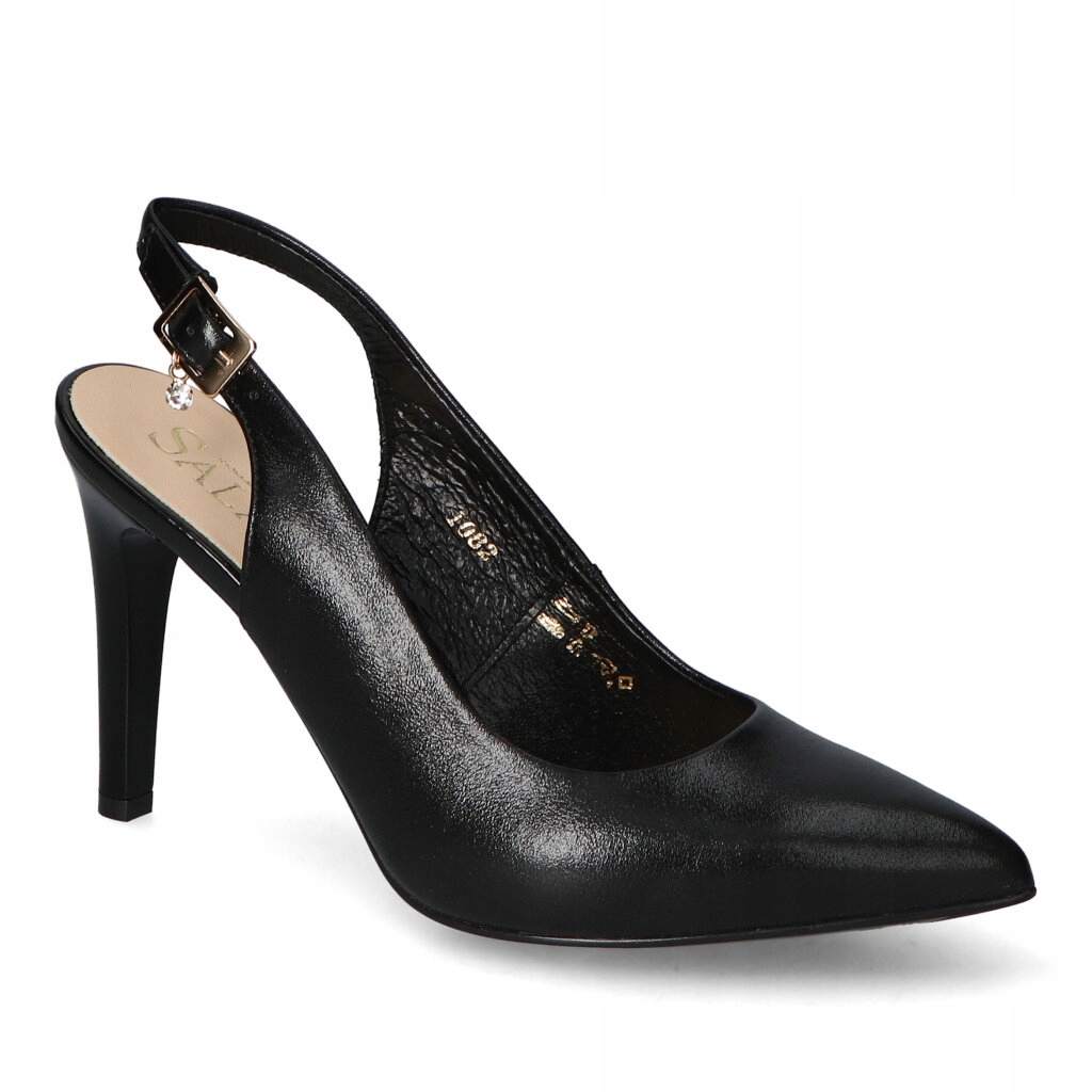 Kožené dámské sandály na podpatku s podpatky Sala Černé lico 39