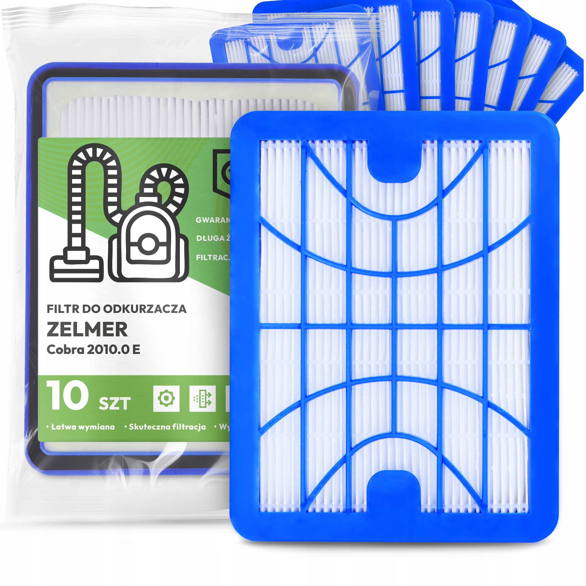 10 x Vzduchový Filtr Pro Vysavač Zelmer Cobra 2010.0 E Hepa Účinný Em-w