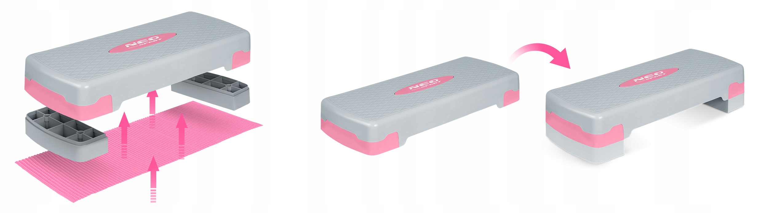 STEP do ĆWICZEŃ FITNESS AEROBIKU 2 STOPNIE + MATA Maksymalna waga użytkownika 200 kg