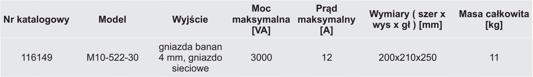 AUTOTRANSFORMATOR REGULOWANY M10-522-30 250V12A Marka MCP