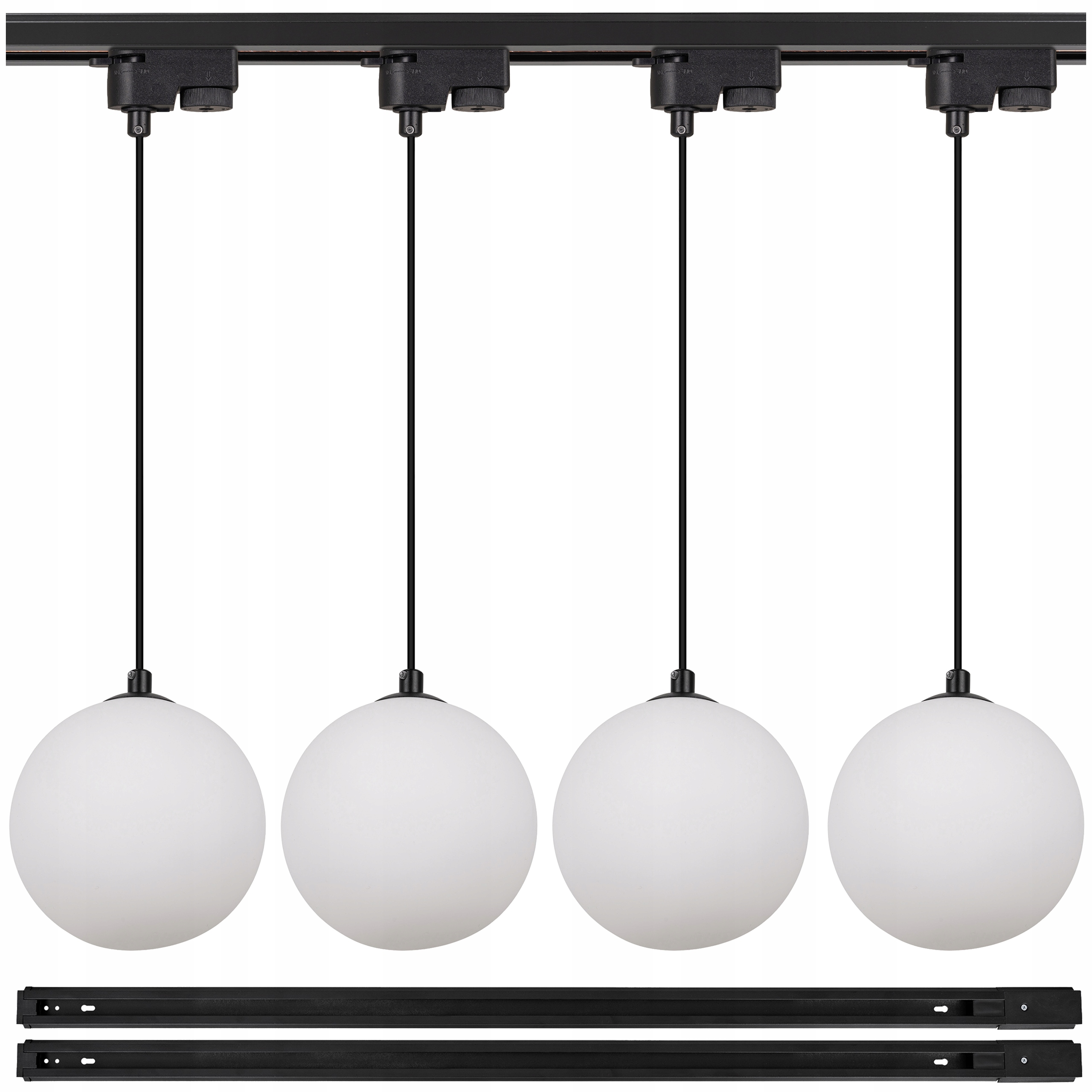 Kolejové osvětlení Listwa 1 m 4x Závěsné svítidlo bílá koule Led lampa G9