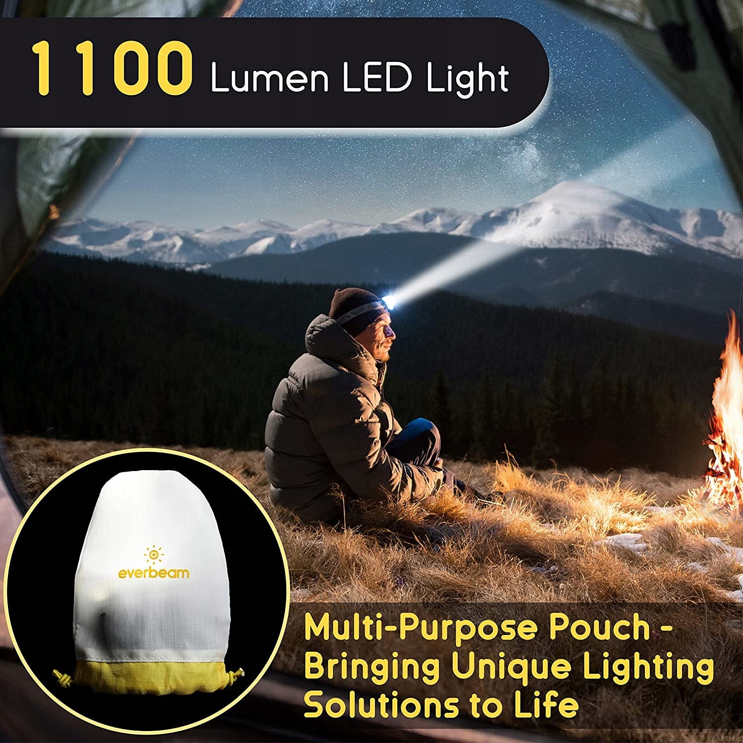 EVERBEAM H7 Latarka Czołowa LED Wodoodporna 1100 Lumen 28h Outdoor Camping — miniatura 3