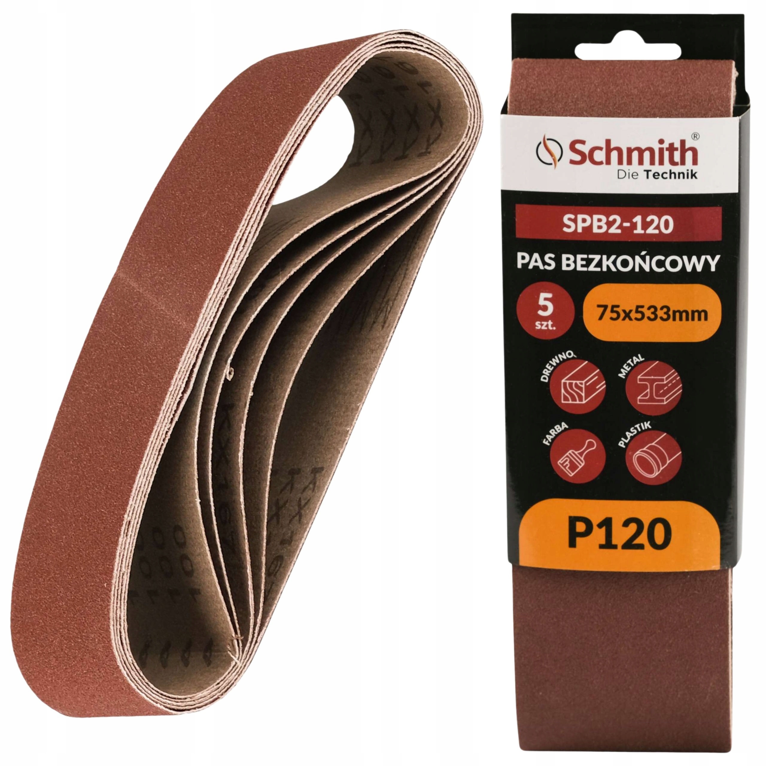 Pas Bezkońcowy Taśma Papier Ścierny P120 75x533mm 5szt. Schmith