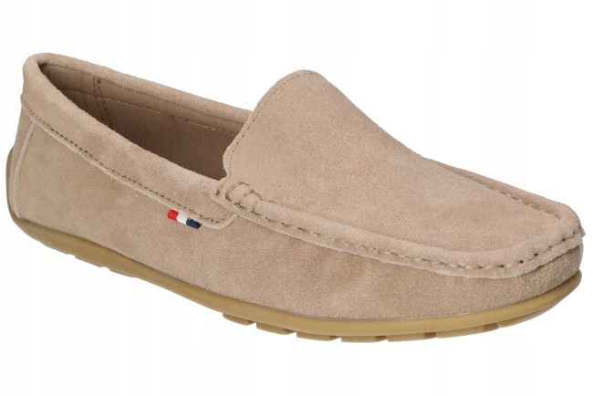 American Oryginalne Buty Skórzane Mokasyny Damskie Beżowe 38