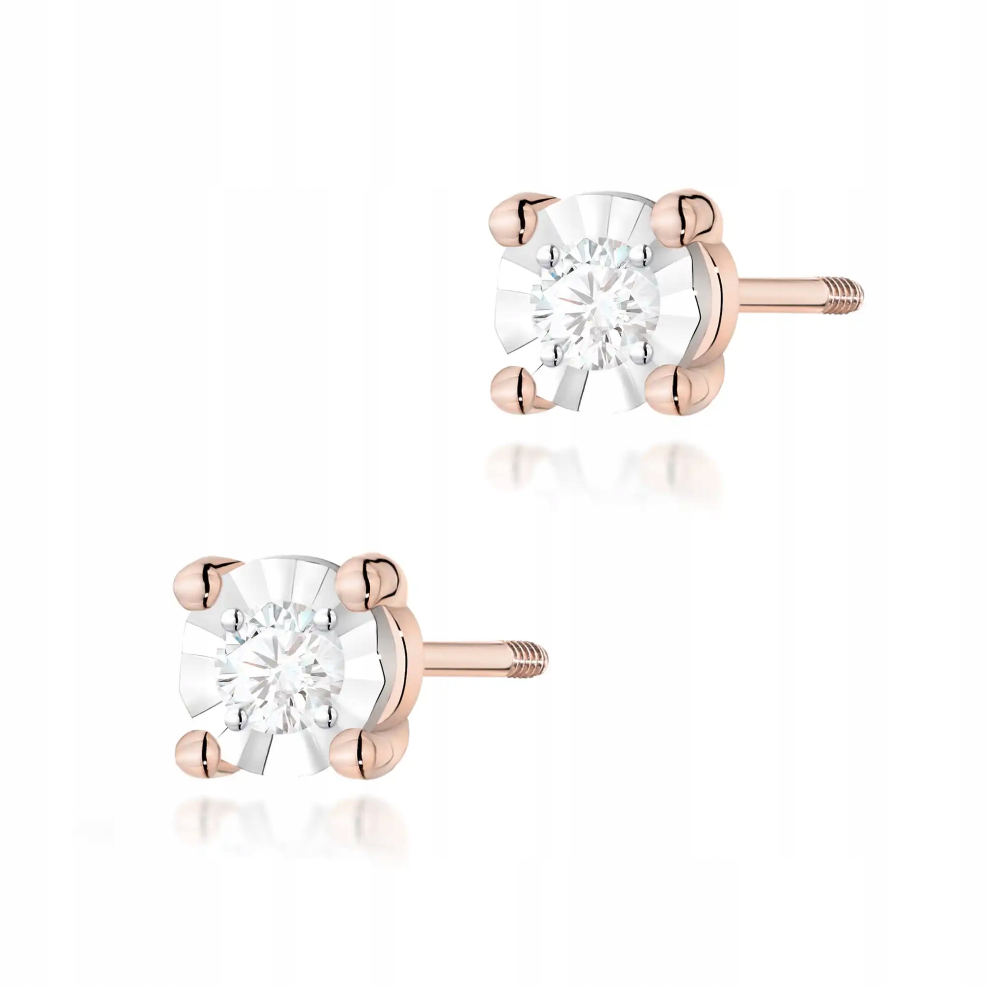Dámské zlaté náušnice 585 s diamantem z růžového zlata, elegantní jako dárek