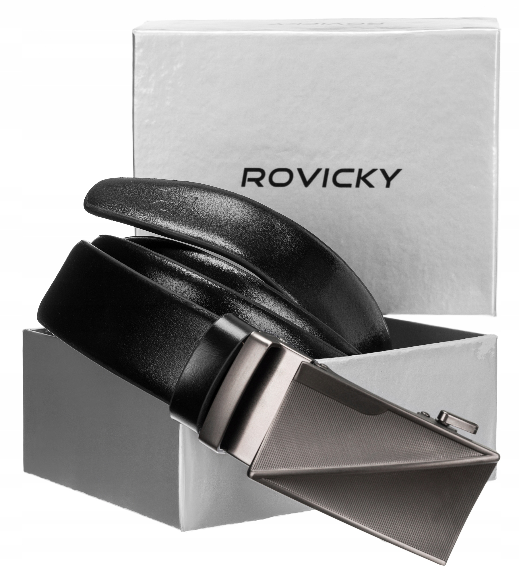 

Rovicky skórzany pasek męski automatyczny czarny