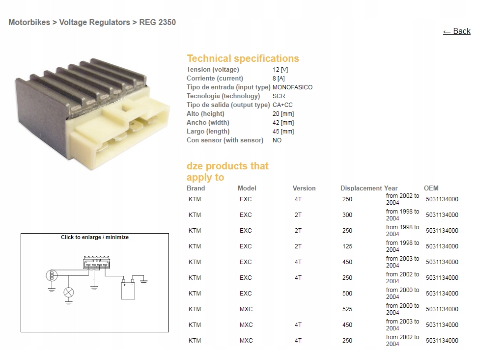 DZE REGULATOR NAPIĘCIA KTM EXC 2T/4T 12V/8A