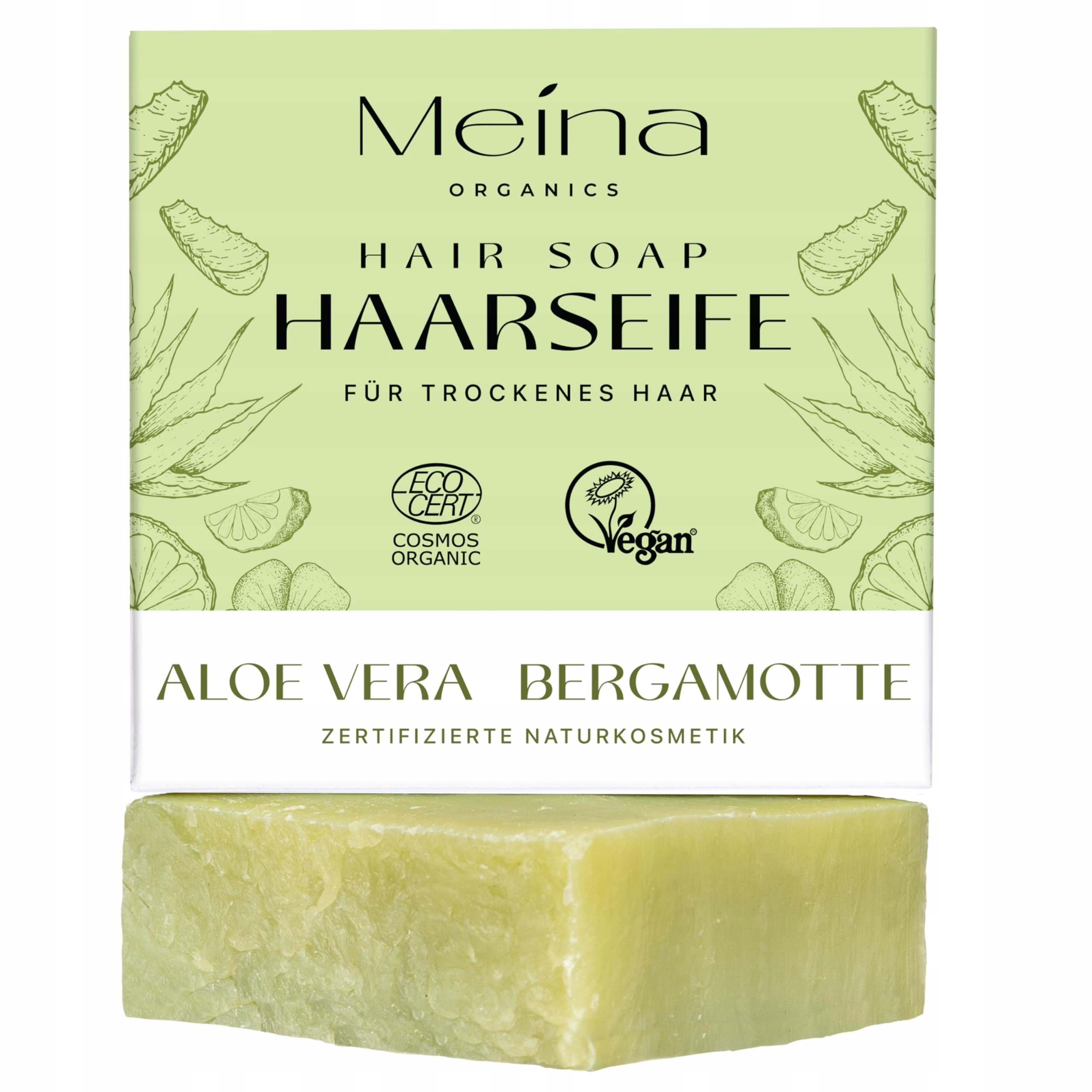 Bio Mýdlo na vlasy Meina s aloe vera pro suchou pokožku a vlasy 80 g Přírodní
