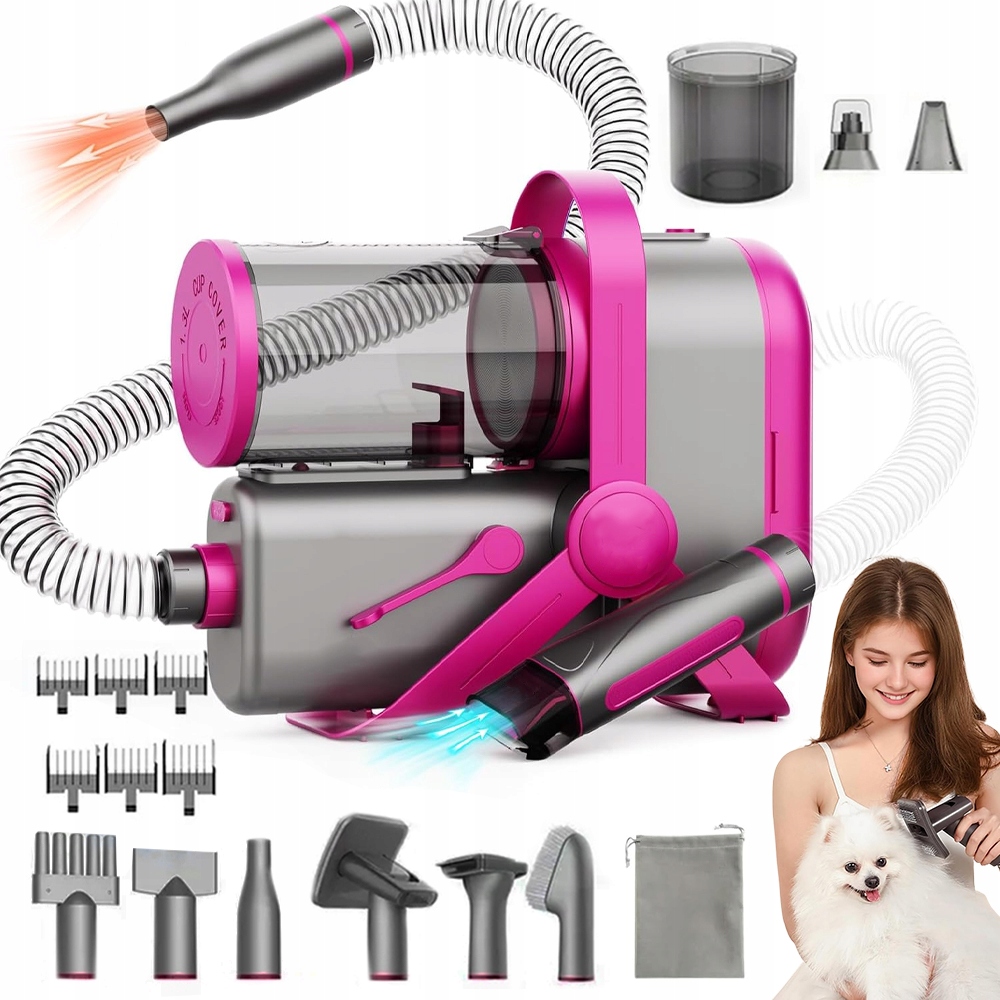 Groomovací Stroj 10V1: Vysavač 12 Kpa, Zastřihovač, 6 Hřebenů, Tichý