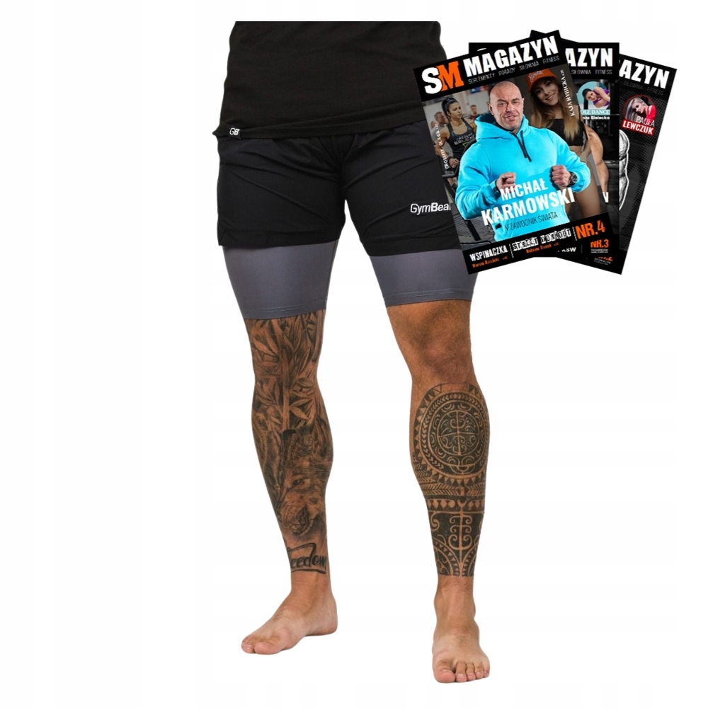 Szorty Męskie 2W1 Czarne/szare Gymbeam Rozmiar XL Spodenki Treningowe