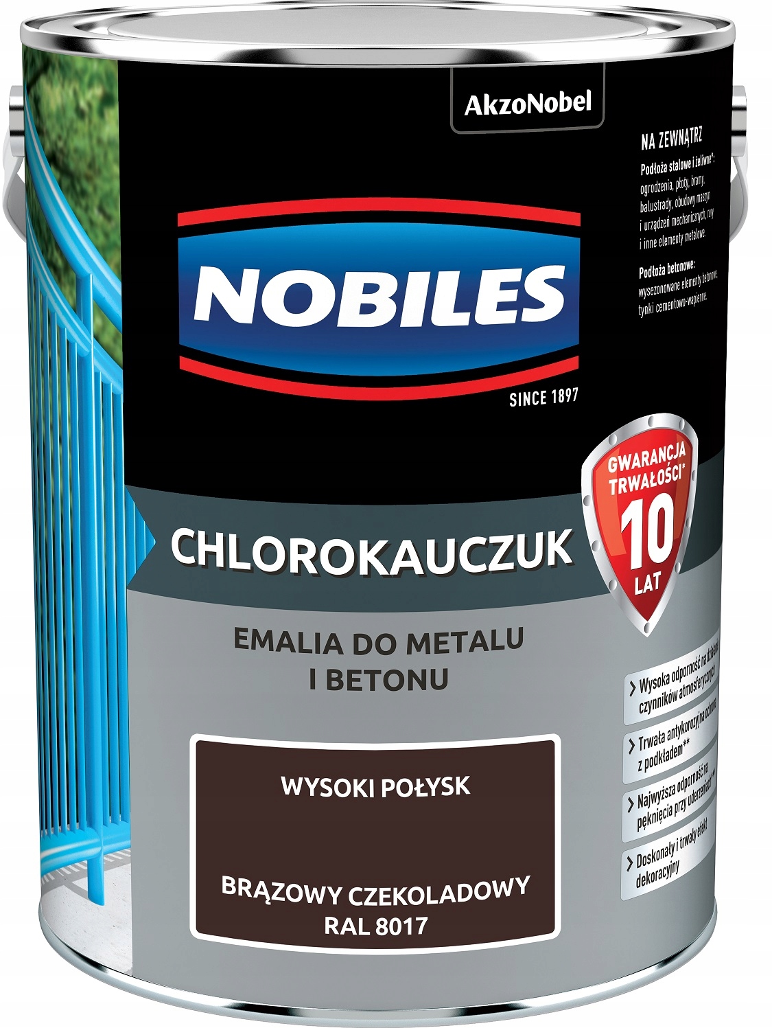 Nobiles Farba Chlorokauczukowa Do Metalu I Betonu Brąz Czekoladowy 8017 5L