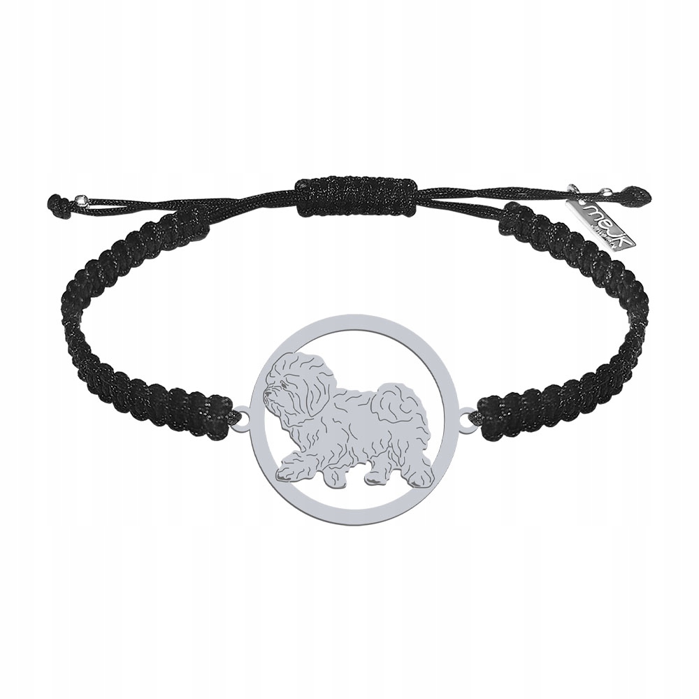 Stříbrný náramek s boloňským psem 925 Šperky Makramé Gravírování Bonus