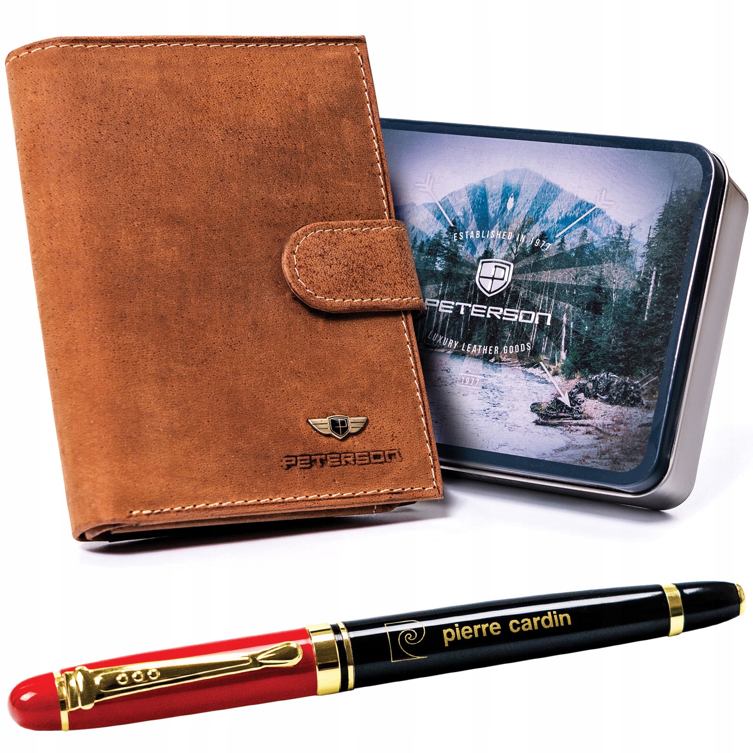 Portfel męski skórzany Peterson klasyczny skóra nubuk antykradzieżowy Rfid