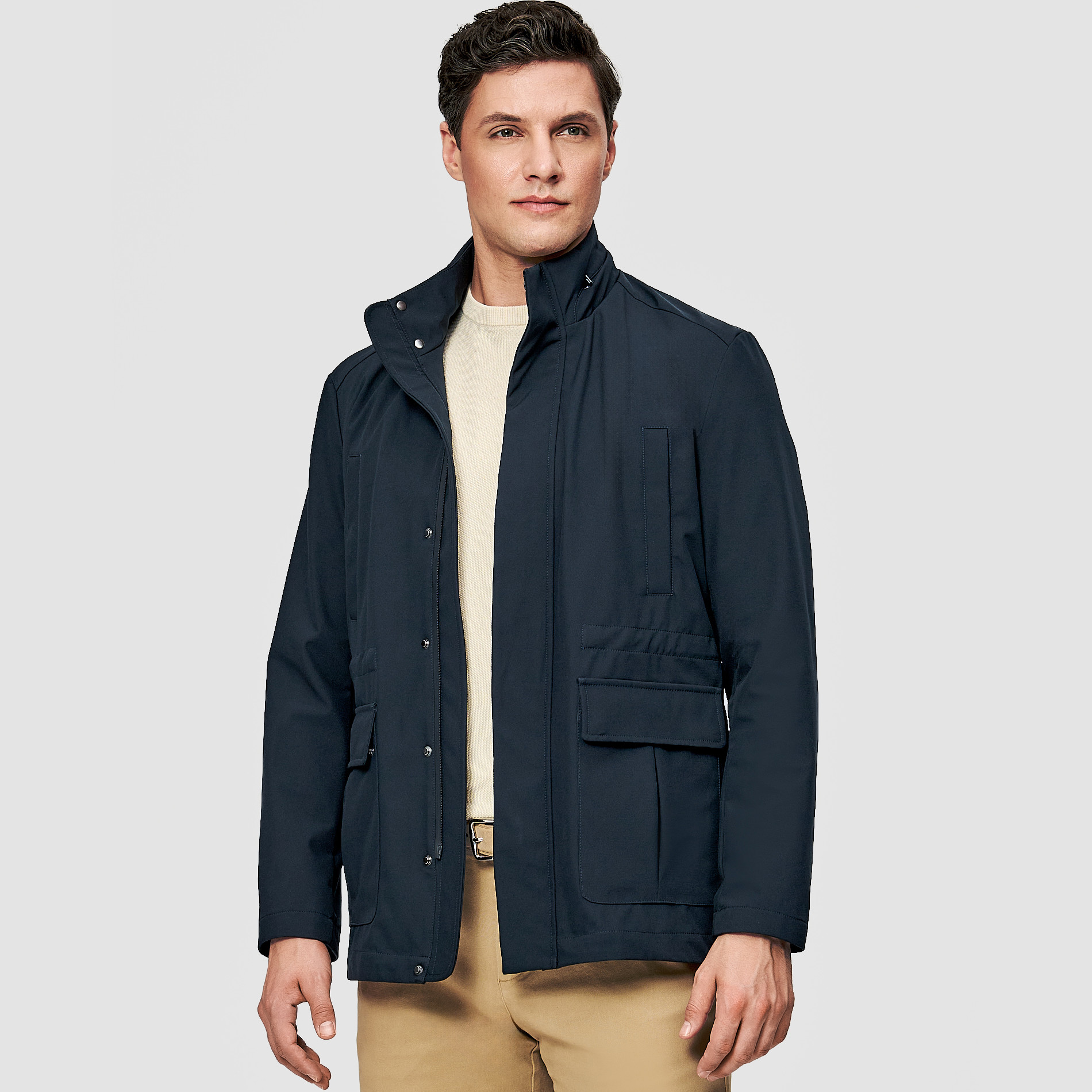 Pánská tmavě modrá přechodná bunda Pako Lorente se skrytou kapucí, vel 60