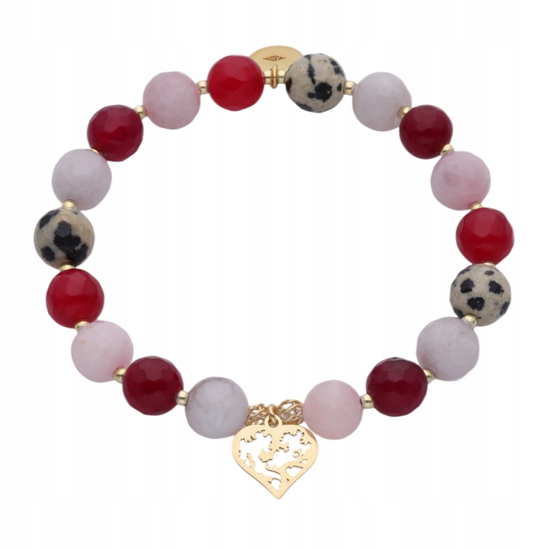 Náramek s kameny Ag 925 stříbrný pozlacená se srdíčkem PW0020324BG