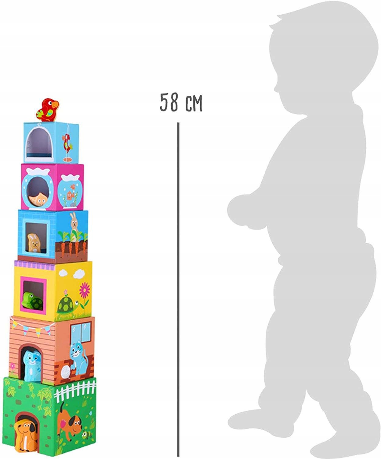 UKŁADANKA DLA DZIECI PIRAMIDA MONTESSORI ZWIERZĘTA Płeć chłopcy dziewczynki