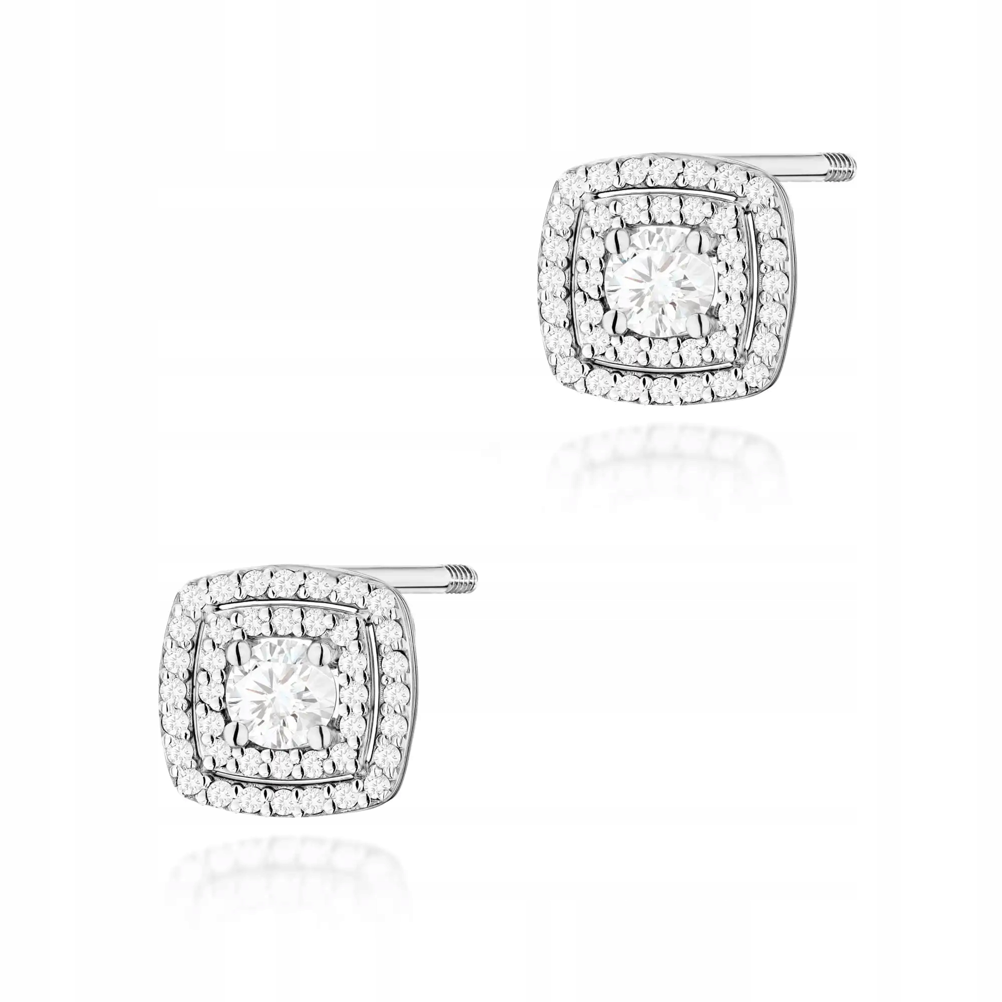 Náušnice z bílého zlata ryzosti 585 s diamanty, šroubovací tyčinka 2,2 g