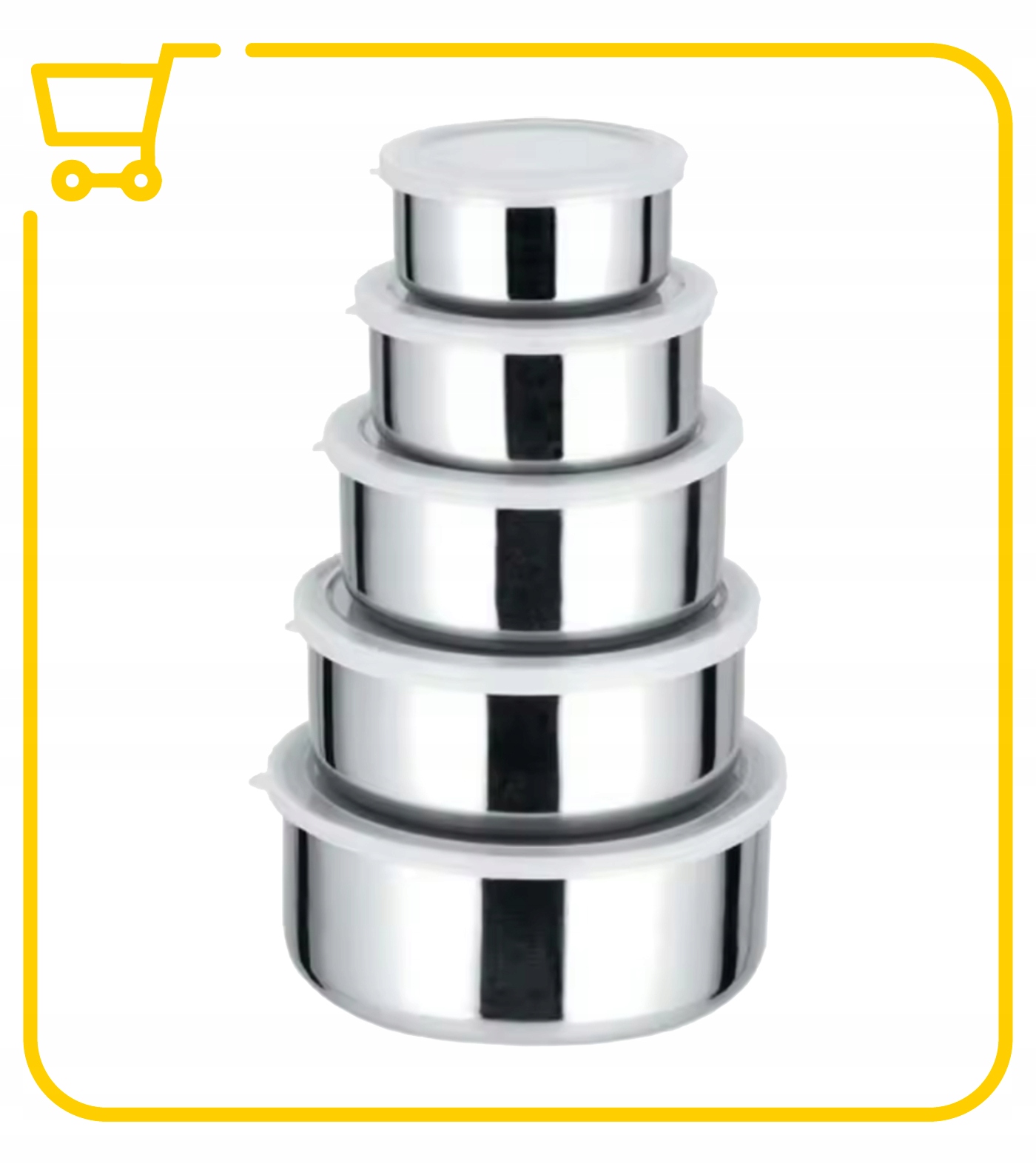 ZESTAW 5 MISEK ZE STALI NIERDZEWNEJ Z POKRYWKAMI DO ŻYWNOŚCI 10-18 CM Kod producenta 85-0723326000843