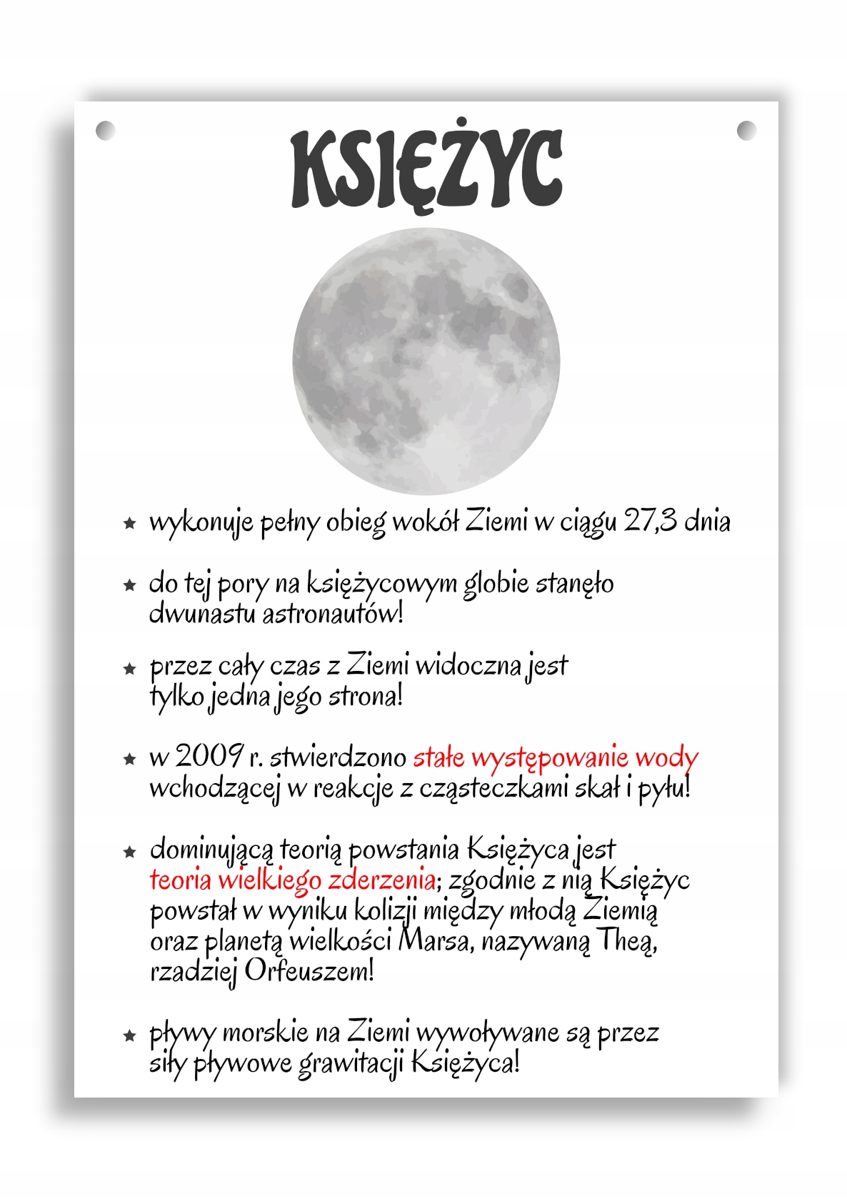 Tablica edukacyjna Układ Słoneczny Księżyc A4