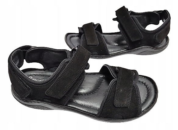 pánské sandály kožená semišová kůže Pan 1204 Černá r41