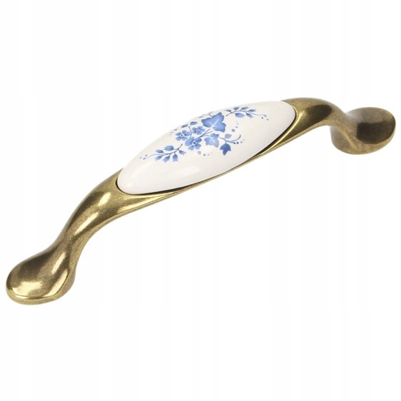

Uchwyt meblowy z porcelaną UP19, stare złoto/niebi