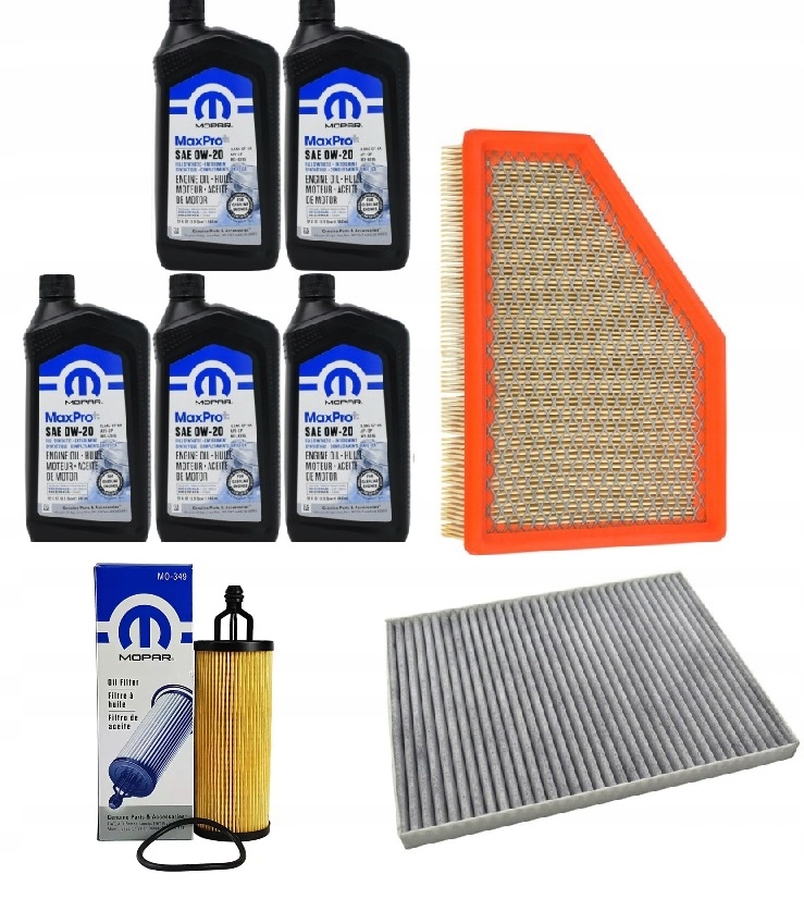 MOPAR 0W20 5L+ FILTRY Chrysler Pacifica 3.6 Hybrid