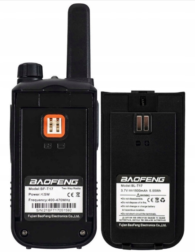 2x KRÓTKOFALÓWKA Baofeng BF-T17 WALKIE TALKIE USB DLA DZIECI PORĘCZNE MAŁE Kod producenta Baofeng BF-T17 2szt