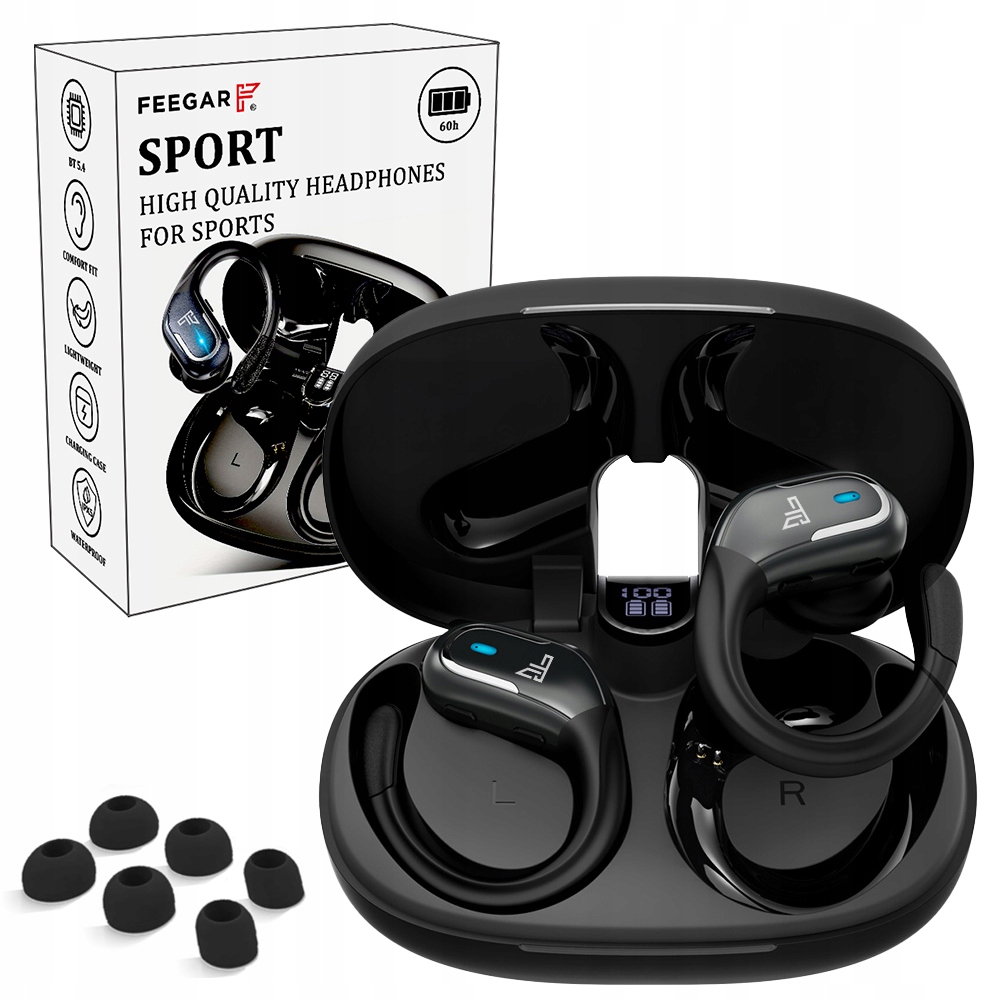 Bezdrátová sluchátka do uší Feegar Sport Bluetooth 5.4 Baterie 70H IPX5
