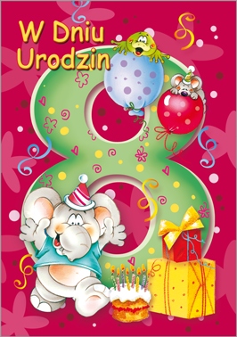 

Kartka na ósme urodziny 8 lat z życzeniami DZ14